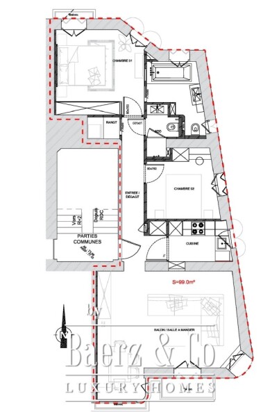 Floor Plan 1 - Beautifully Renovated and Furnished Bourgeois Apartment